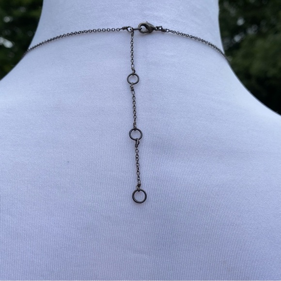 ALEXIS BITTAR NECKLACE CHAIN TEARDROP LUCITE PENDANT RHINESTONE GRAY FROSTED 16” - Picture 10 of 10